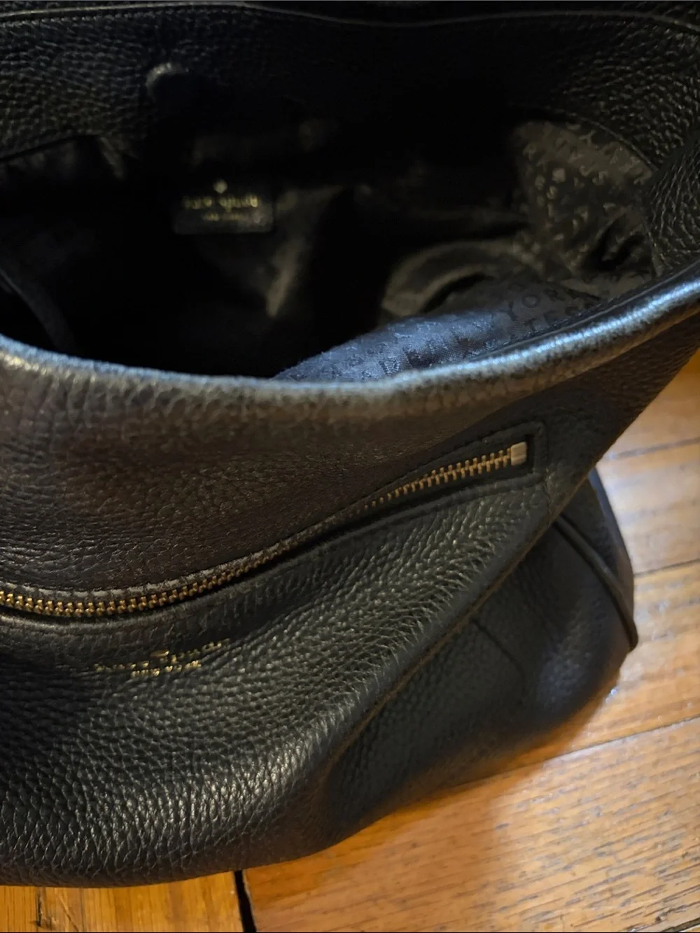 kate spade Black Pebbled Leather Shoulder Hobo with Tassel